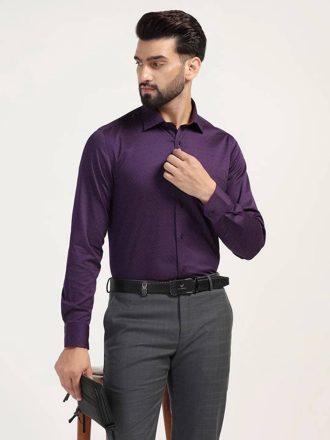 Formal Plum Printed Shirt - Grotto