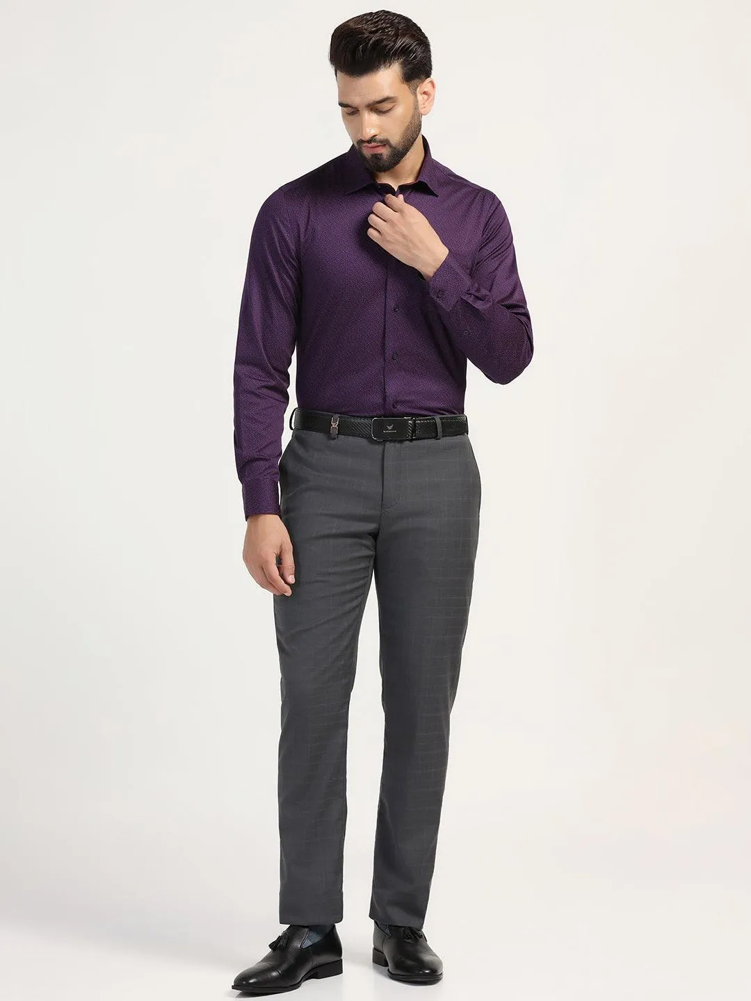 Formal Plum Printed Shirt - Grotto