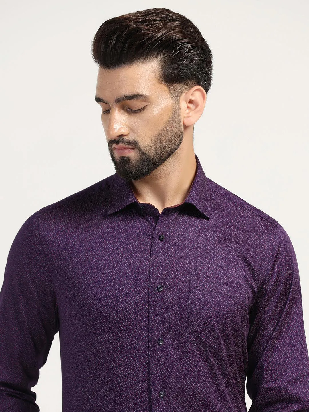 Formal Plum Printed Shirt - Grotto