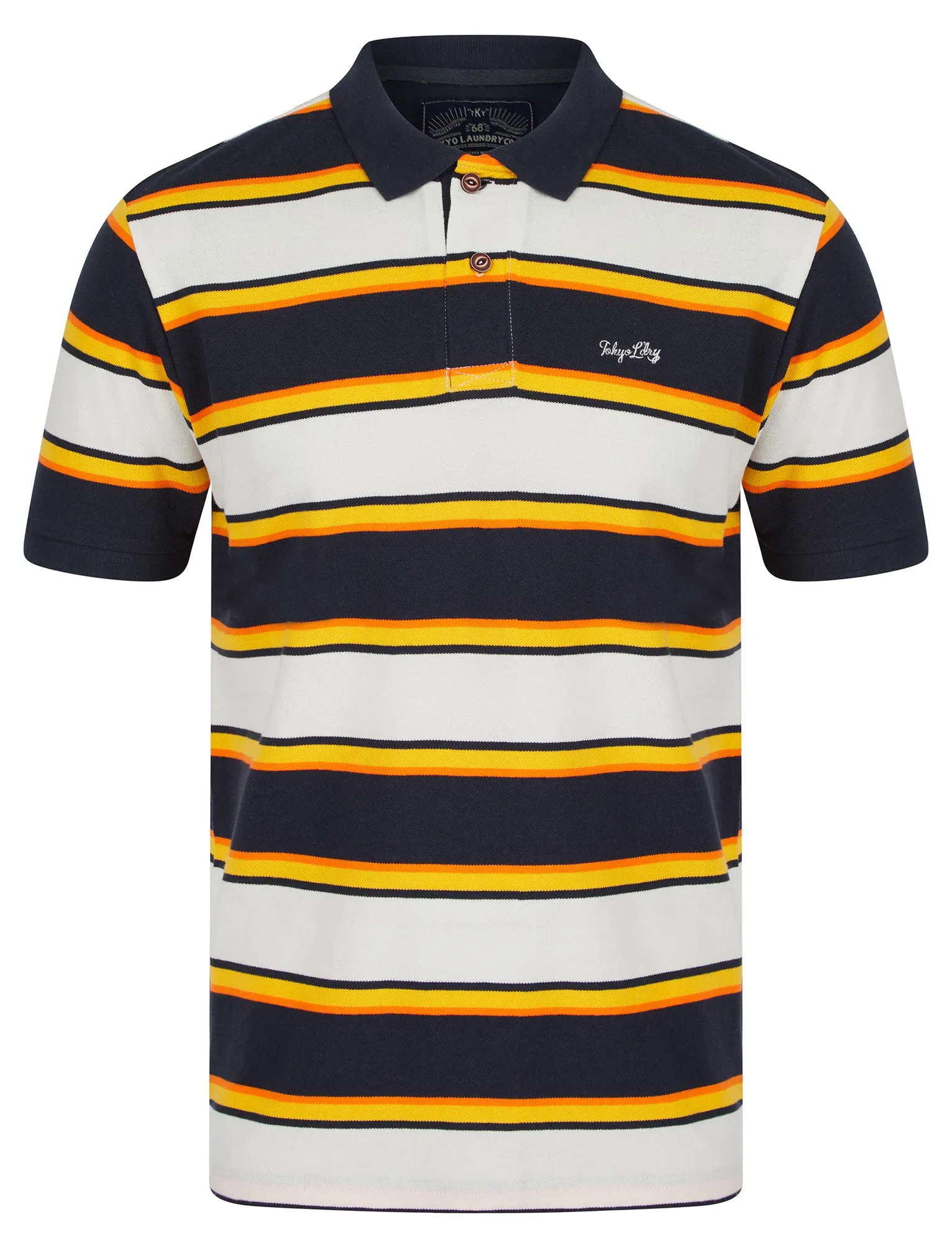 Francis Striped Cotton Pique Polo Shirt in Snow White - Tokyo Laundry