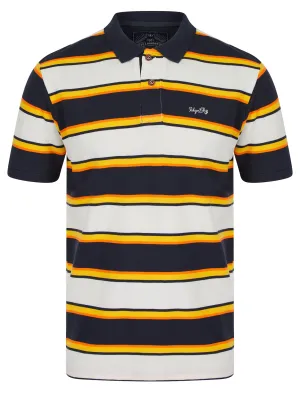 Francis Striped Cotton Pique Polo Shirt in Snow White - Tokyo Laundry