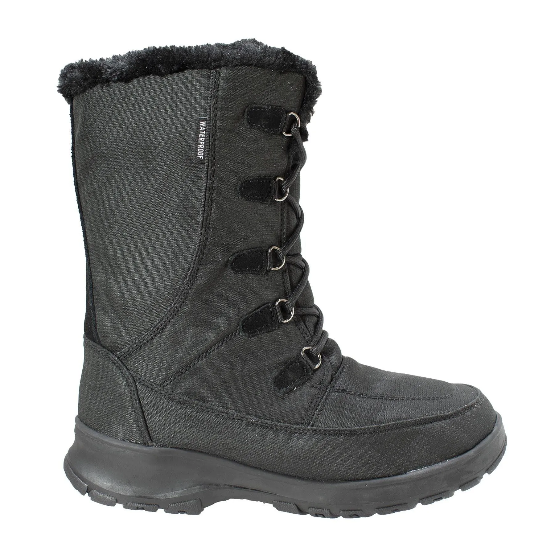 FreeShield Women's Waterproof Nylon Upper Winter Boot with Suede Trim Black