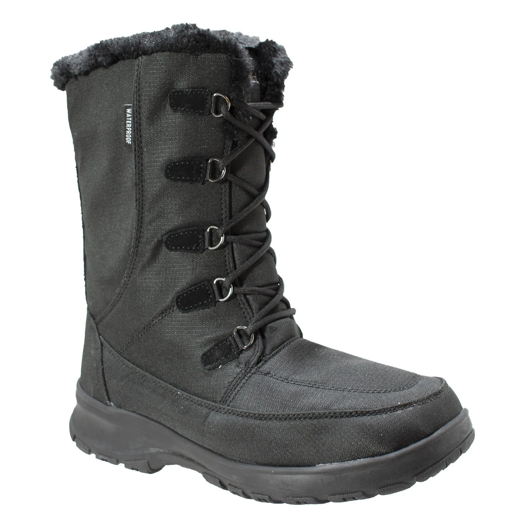 FreeShield Women's Waterproof Nylon Upper Winter Boot with Suede Trim Black