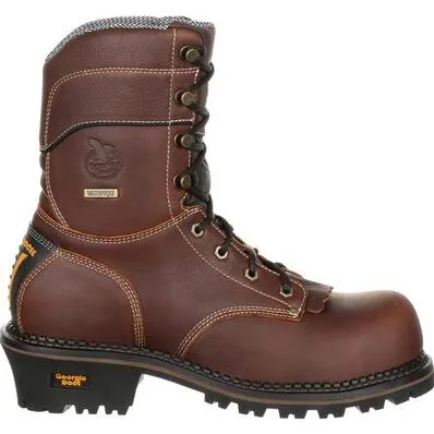 Georgia Boot Amp Lt Logger Men's Waterproof Work Boots Gb00236 In Brown