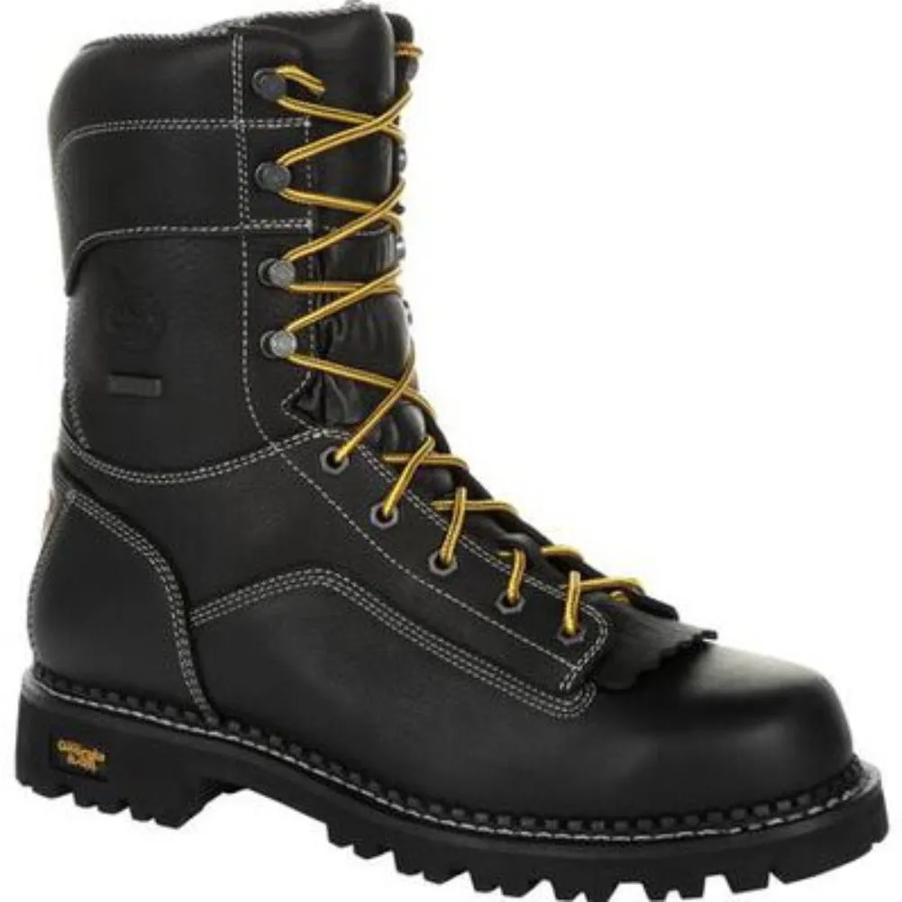 Georgia Boot Amp Lt Low Heel Logger Men's Composite Toe Waterproof Work Boots Gb00272 In Black