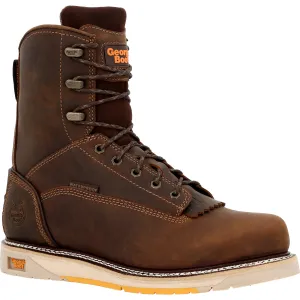 Georgia Mens AMP LT Wedge WP Brown Leather Work Boots