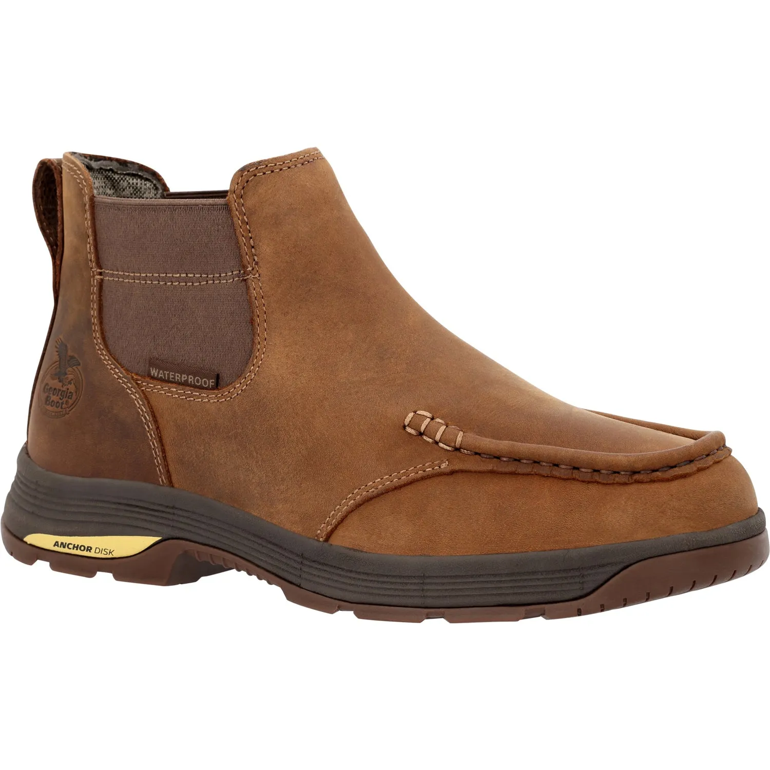 Georgia Mens Athens Superlyte WP Chelsea Brown Leather Work Boots