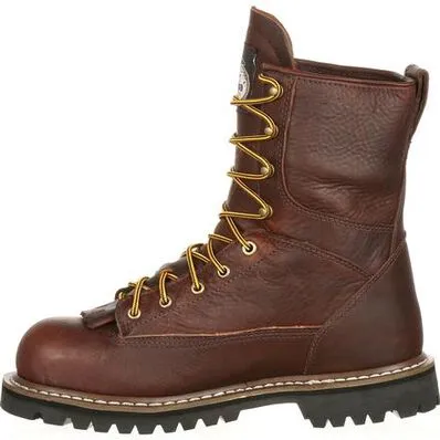 Georgia Men's Logger 8" Steel Toe WP Lace-To-Toe Work Boot- Chocolate- G103