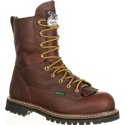 Georgia Men's Logger 8" Steel Toe WP Lace-To-Toe Work Boot- Chocolate- G103