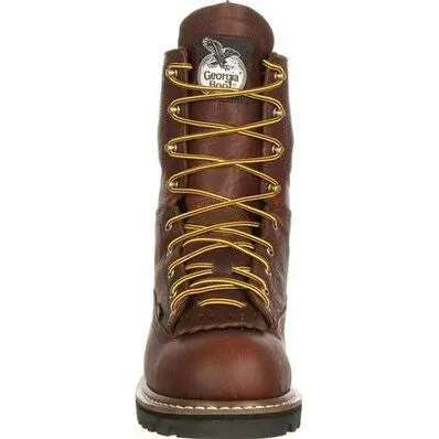 Georgia Men's Logger 8" Steel Toe WP Lace-To-Toe Work Boot- Chocolate- G103