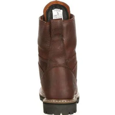 Georgia Men's Logger 8" Steel Toe WP Lace-To-Toe Work Boot- Chocolate- G103