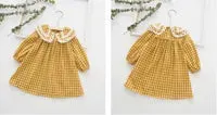 Girl Kids designer clothes Dress Lolita style Long Sleeve Plaid With Traingle Pet Pan Collar Dress Spring Fall Princess Clothing Dress