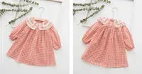 Girl Kids designer clothes Dress Lolita style Long Sleeve Plaid With Traingle Pet Pan Collar Dress Spring Fall Princess Clothing Dress