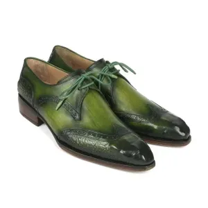 Green Totem Printed Genuine Leather Shoes