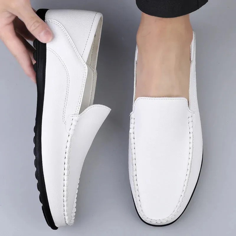 Hnzxzm Plus Size 46 47 Genuine Leather Men Shoes Casual Brand Formal Mens Loafers Moccasins Italian Breathable Slip on Male Boat Shoes