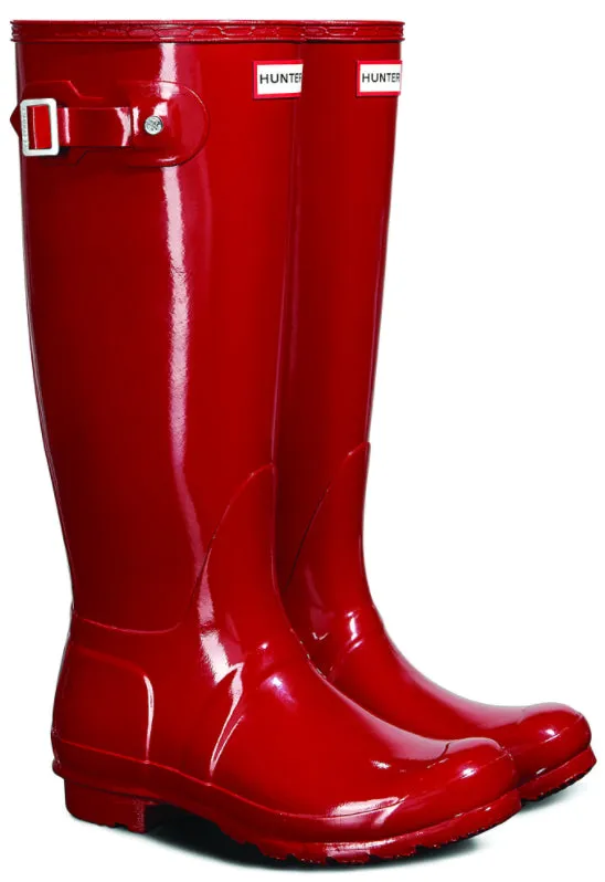 Hunter Wellies Womens Original Tall Gloss Military Red