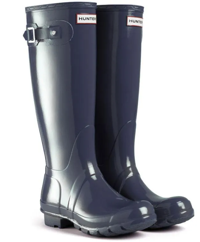 Hunter Wellies Womens Original Tall Gloss Navy