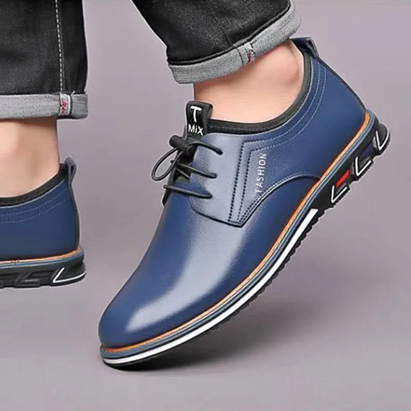 Ilooove Men Dress Shoes Cowhide Leather Shoes Men's Comfortable Low-top British Casual Shoe Platform Shoes Man Formal Shoes