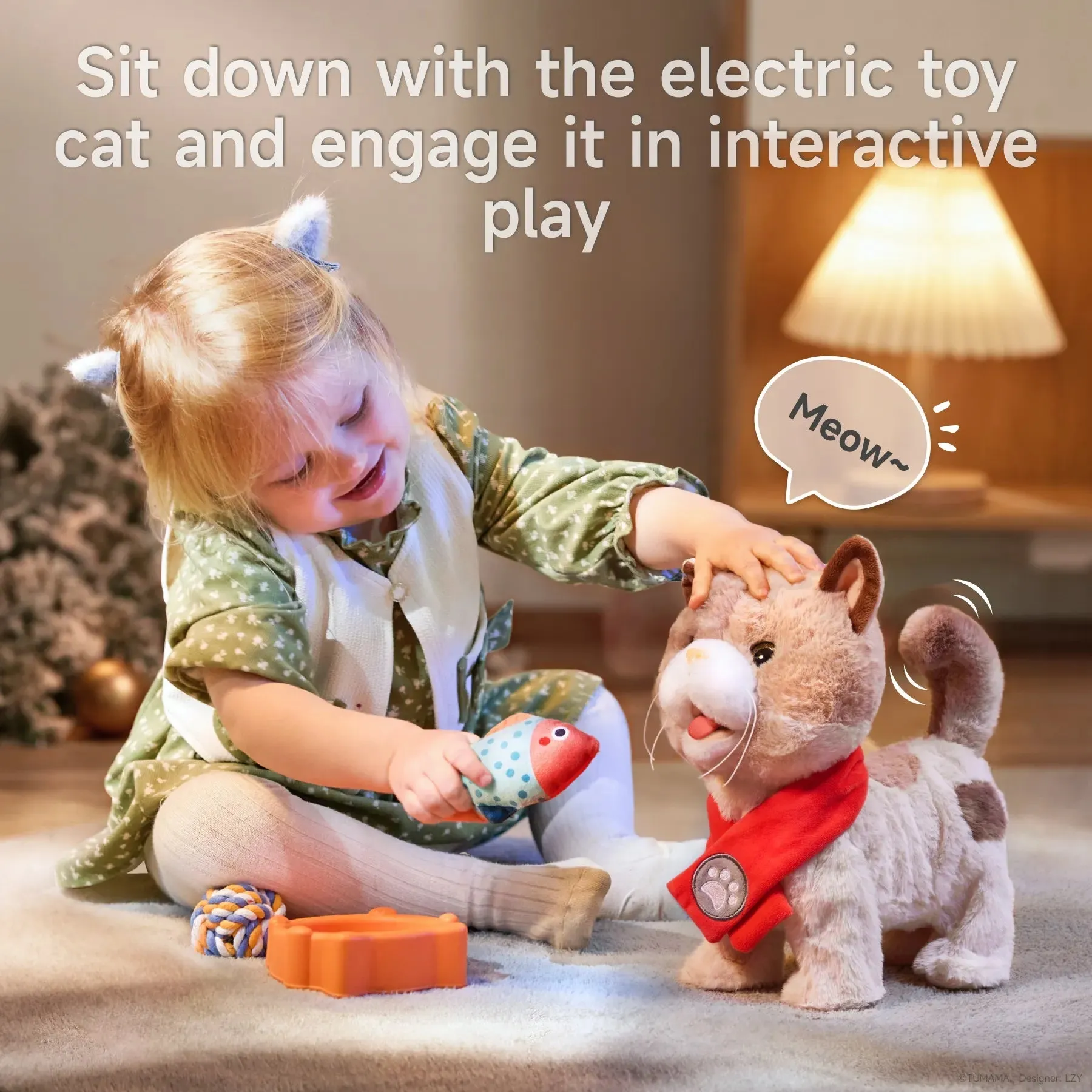 Interactive Walking Cat Toy with Leash for Toddlers