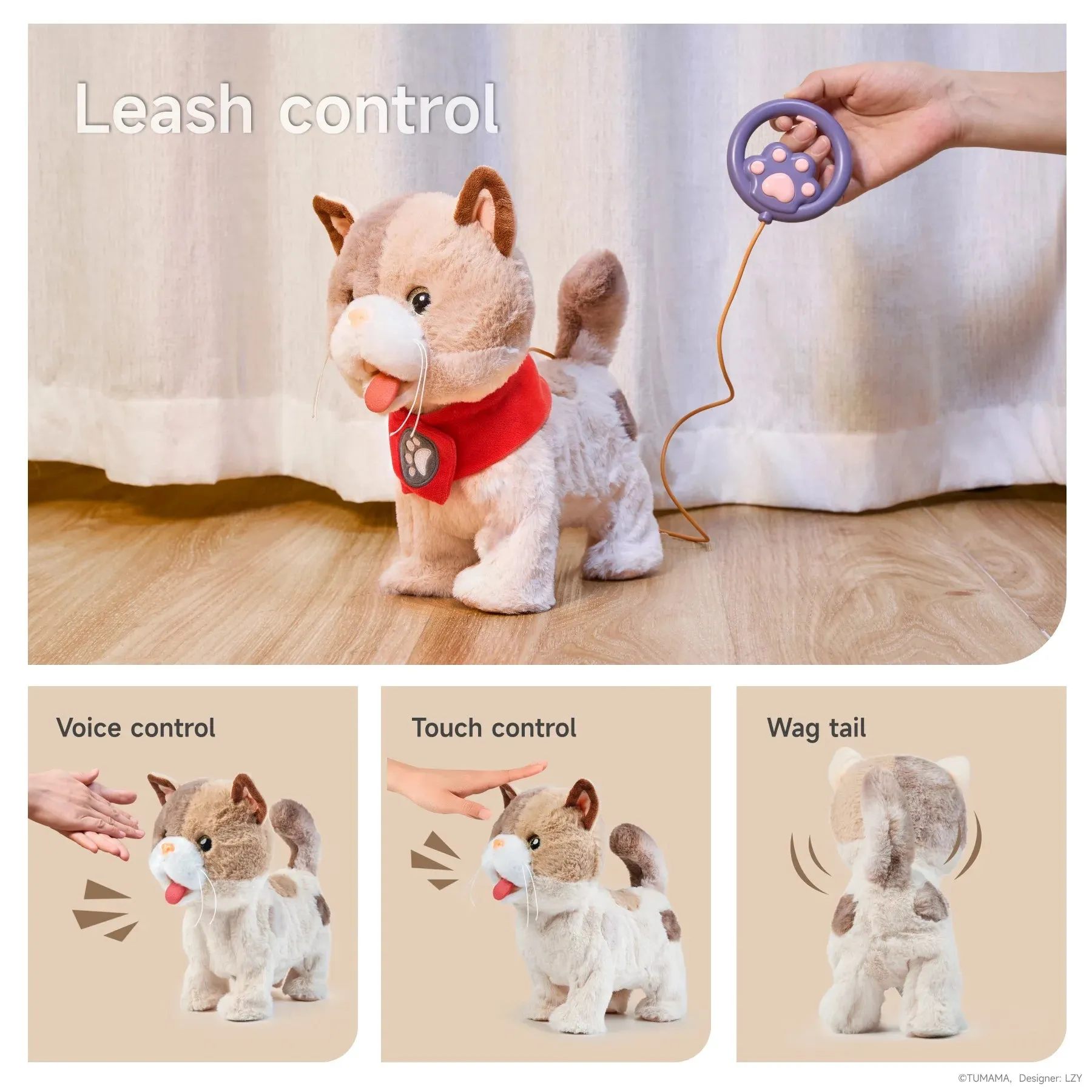 Interactive Walking Cat Toy with Leash for Toddlers