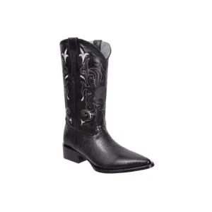 JB913 J Toe Boot Print Leather Armadillo Black