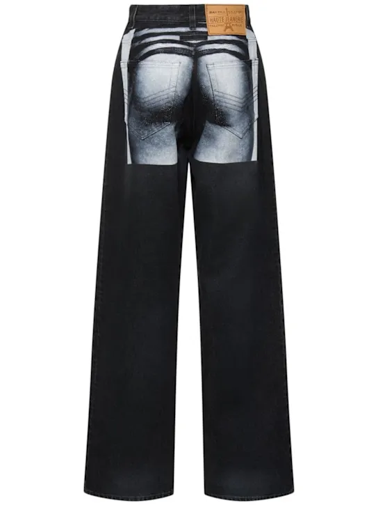 Jean Paul Gaultier   Body printed high rise boyfriend jeans 