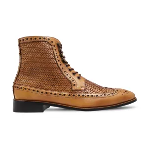 Judson - Men's Tan Hand Woven Calf Leather Boot