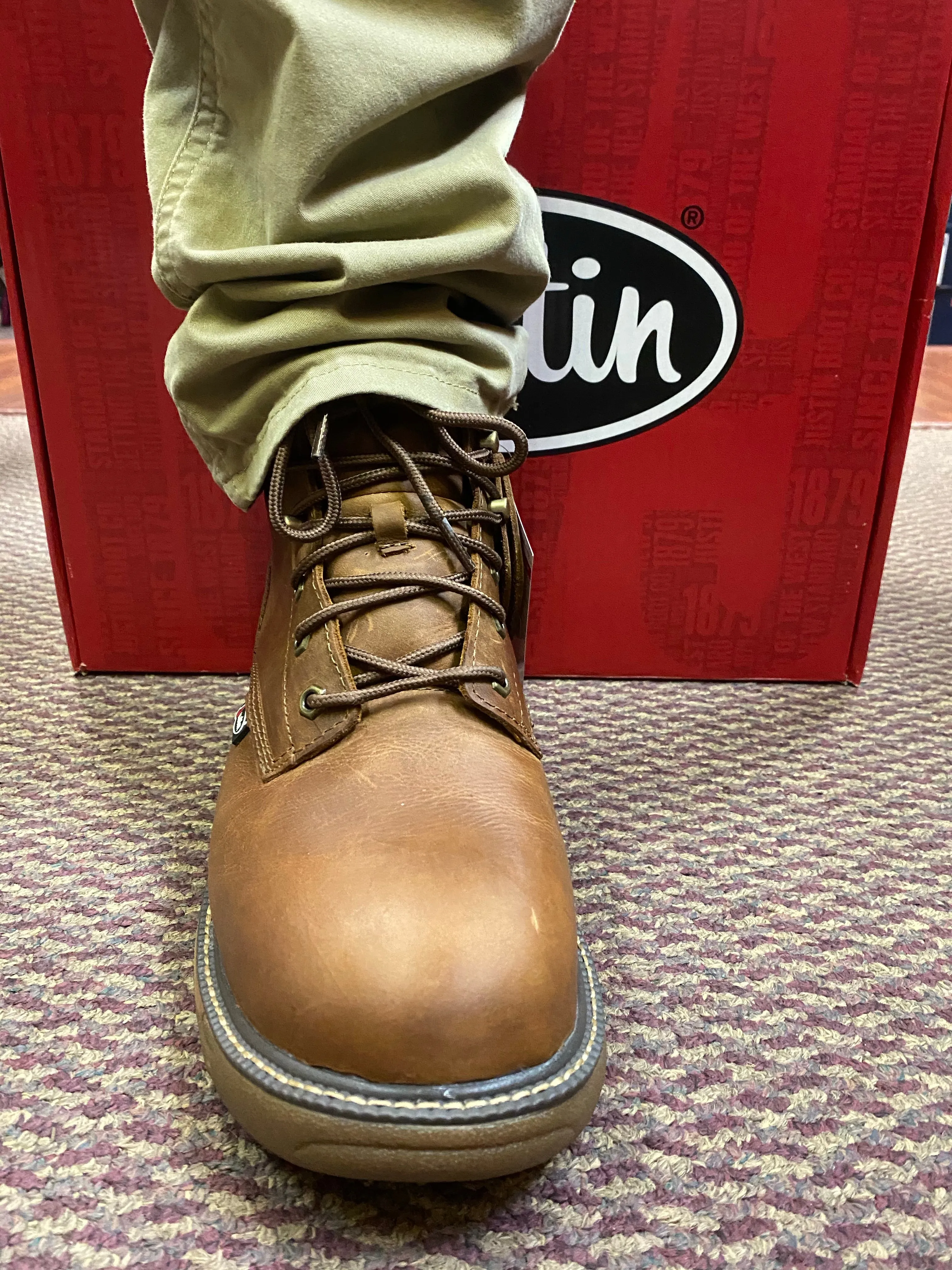 Justin Men's Barley Brown 6" Lace Up Comp Toe Work Boot SE466