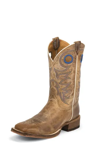 Justin Mens Beige Cowhide Leather Western Boots 11in Chievo Bent Rail