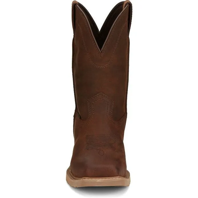 Justin Men's Buster 11" Steel WP Western Work Boot -Brown- SE3101