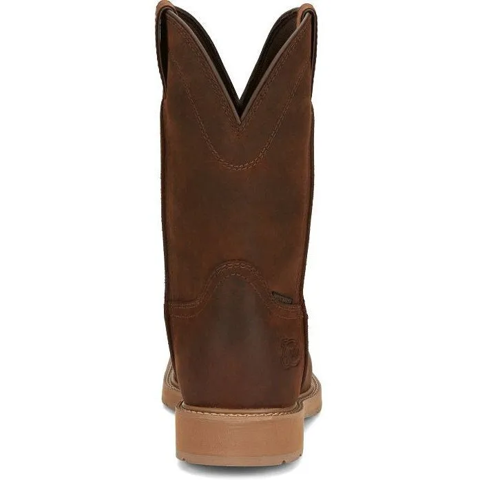 Justin Men's Buster 11" Steel WP Western Work Boot -Brown- SE3101