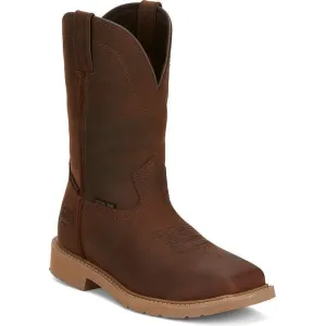 Justin Men's Buster 11" Steel WP Western Work Boot -Brown- SE3101