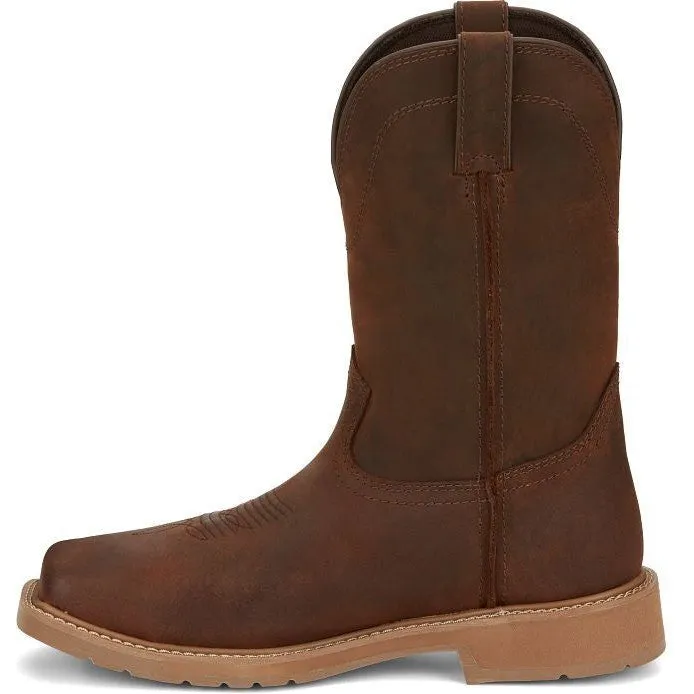 Justin Men's Buster 11" Steel WP Western Work Boot -Brown- SE3101