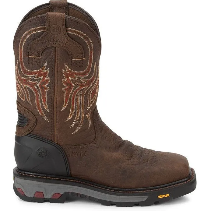 Justin Men's Driscoll 11" Steel Toe Western Work Boot -Brown- WK2111