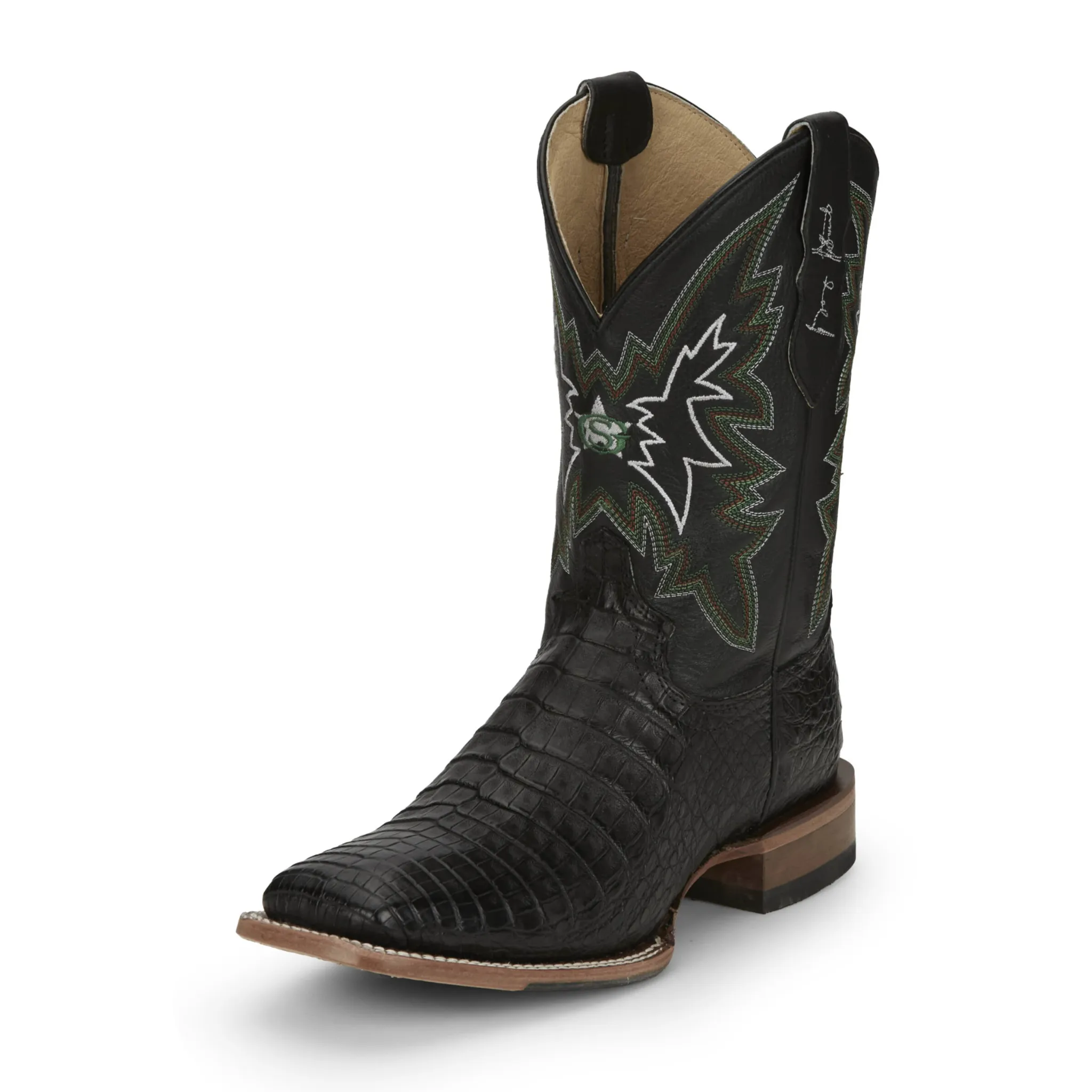 JUSTIN MEN'S HAGGARD BLACK CAIMAN WESTERN BOOTS - GR5705