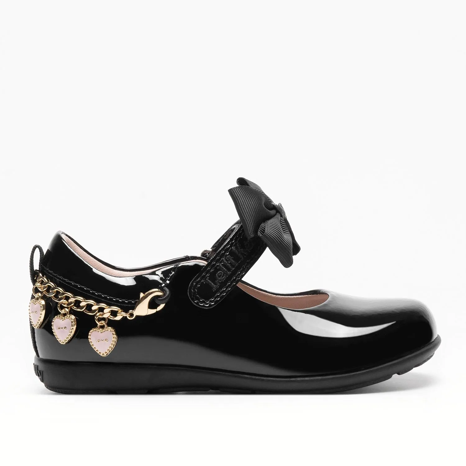 Lelli Kelly Anne Charms Girls Wide Black Patent School Shoe