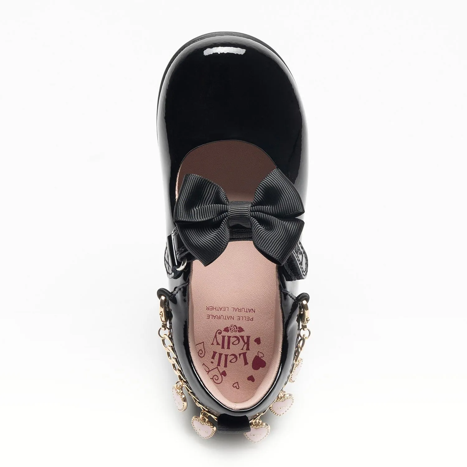 Lelli Kelly Anne Charms Girls Wide Black Patent School Shoe