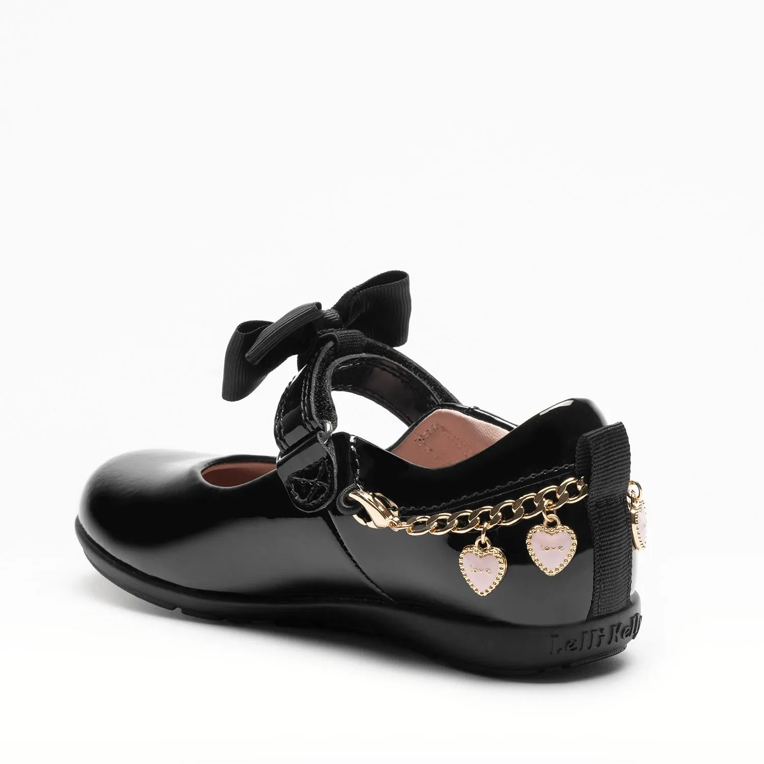 Lelli Kelly Anne Charms Girls Wide Black Patent School Shoe