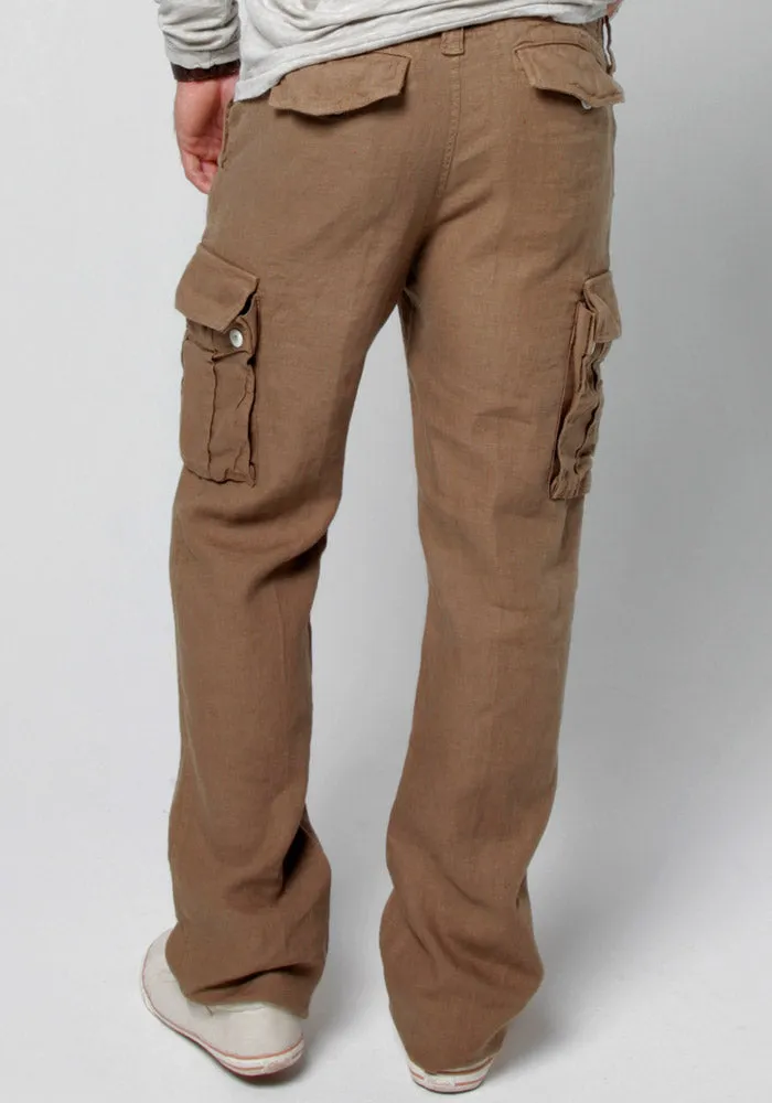 Linen Cargo Pants With Drawstring