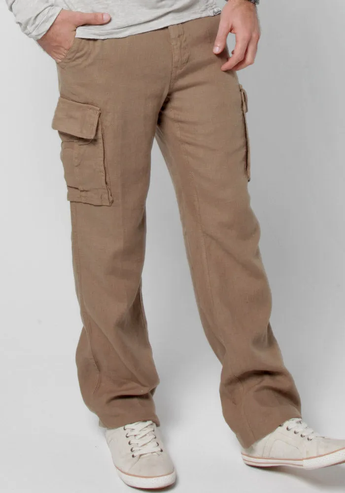 Linen Cargo Pants With Drawstring