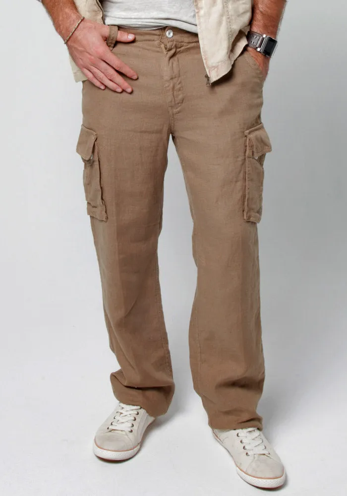 Linen Cargo Pants With Drawstring