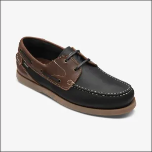 Loake Lymington Navy Brown Nubuck Boat Shoe--