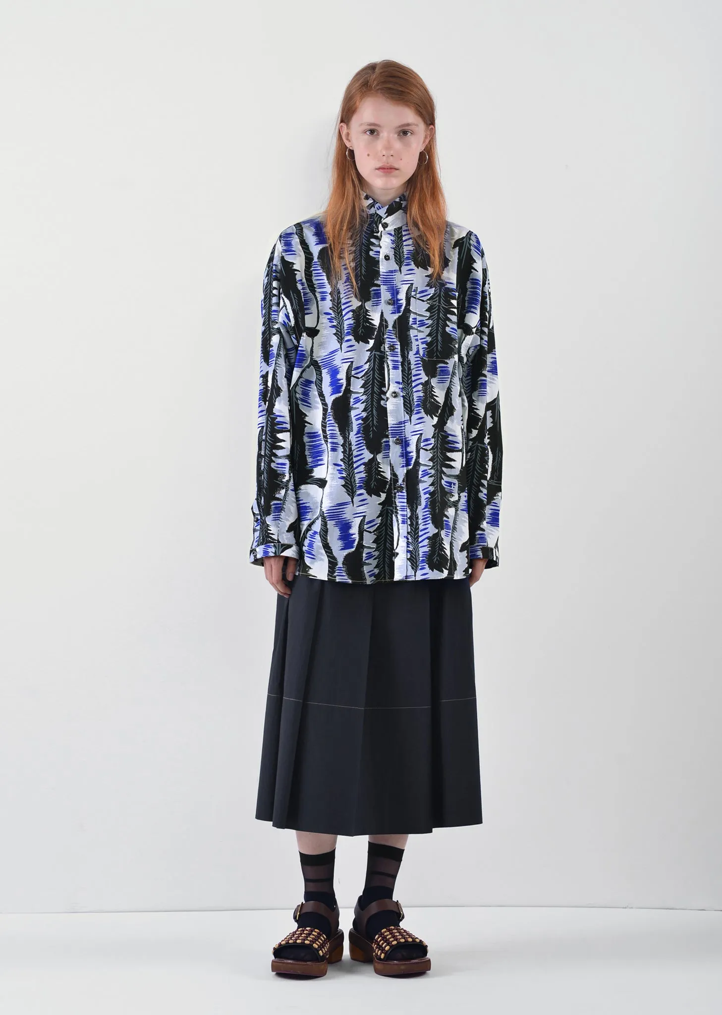 Mandarin Collar Printed Shirt