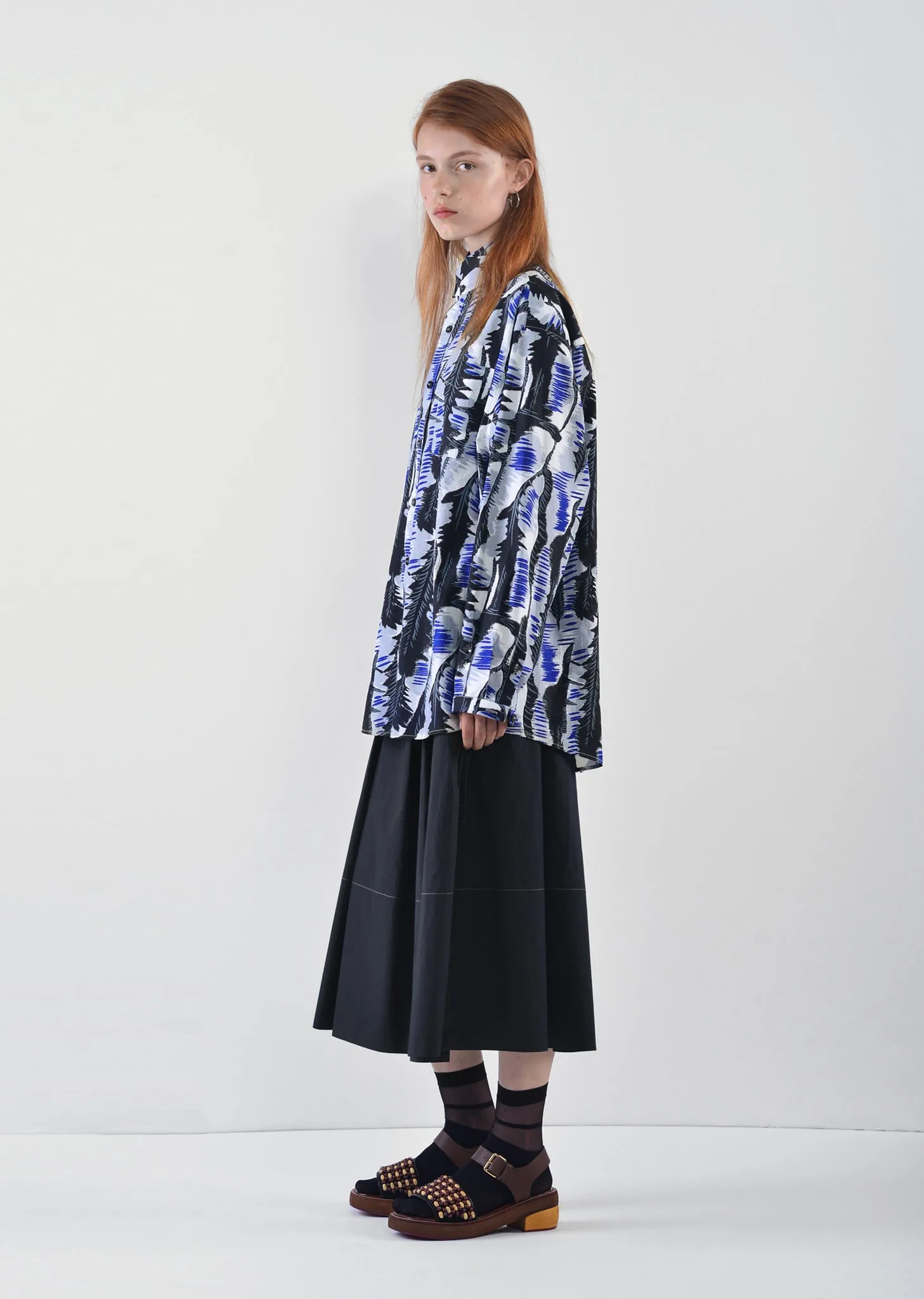 Mandarin Collar Printed Shirt