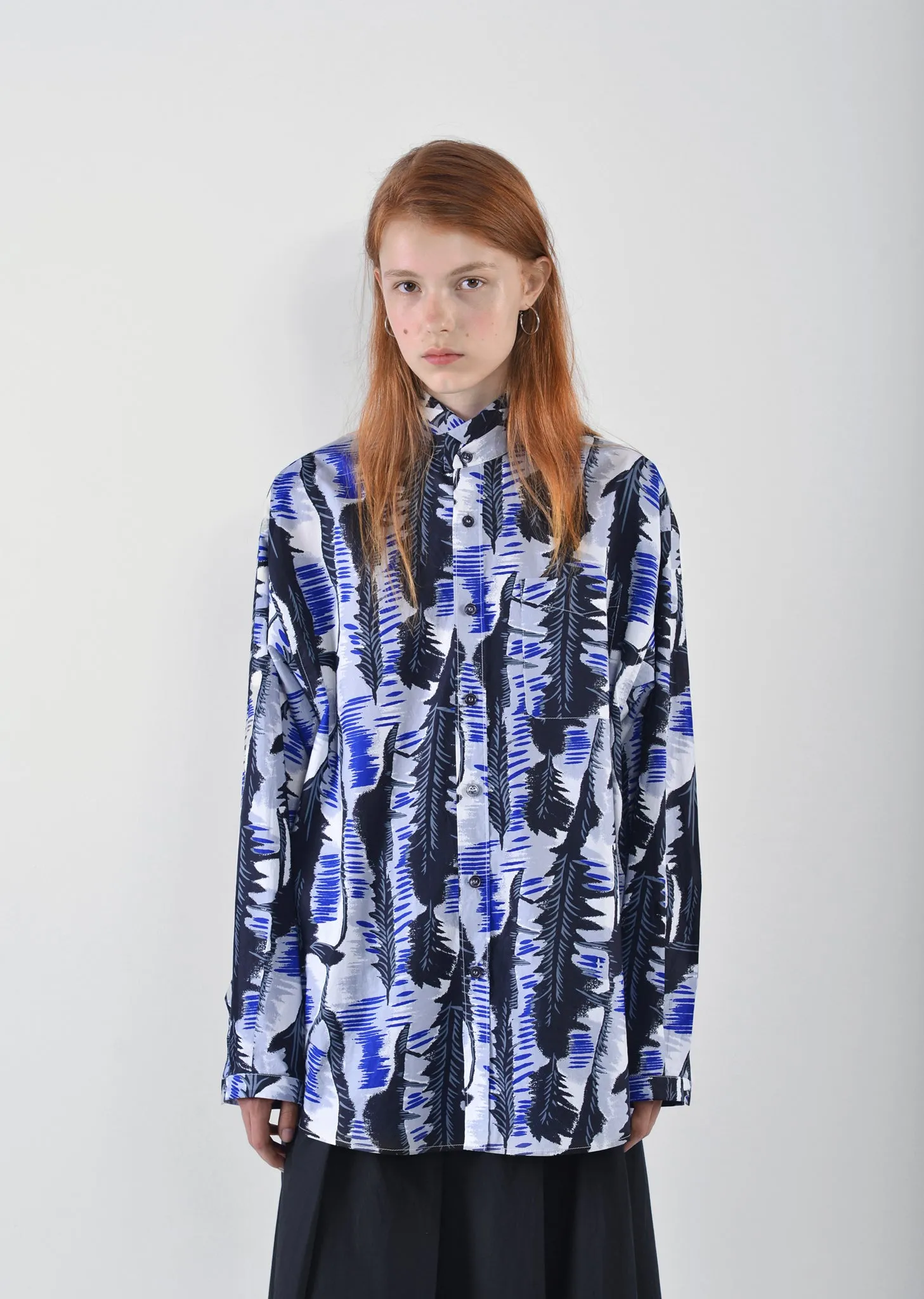 Mandarin Collar Printed Shirt