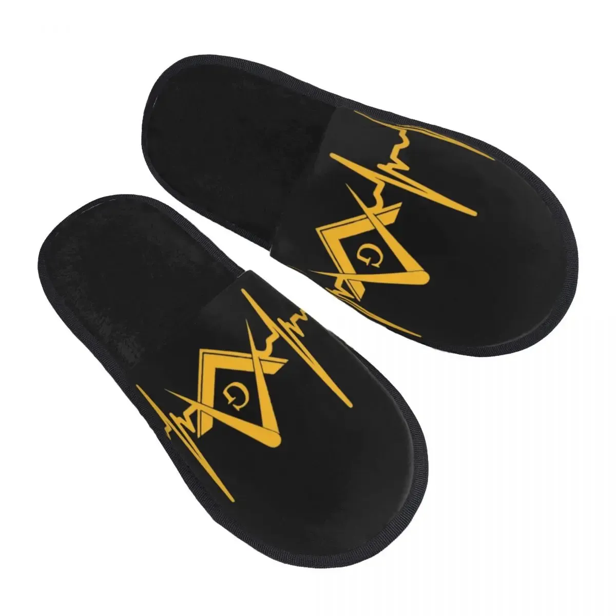 Master Mason Blue Lodge Slipper - Black & Gold Design