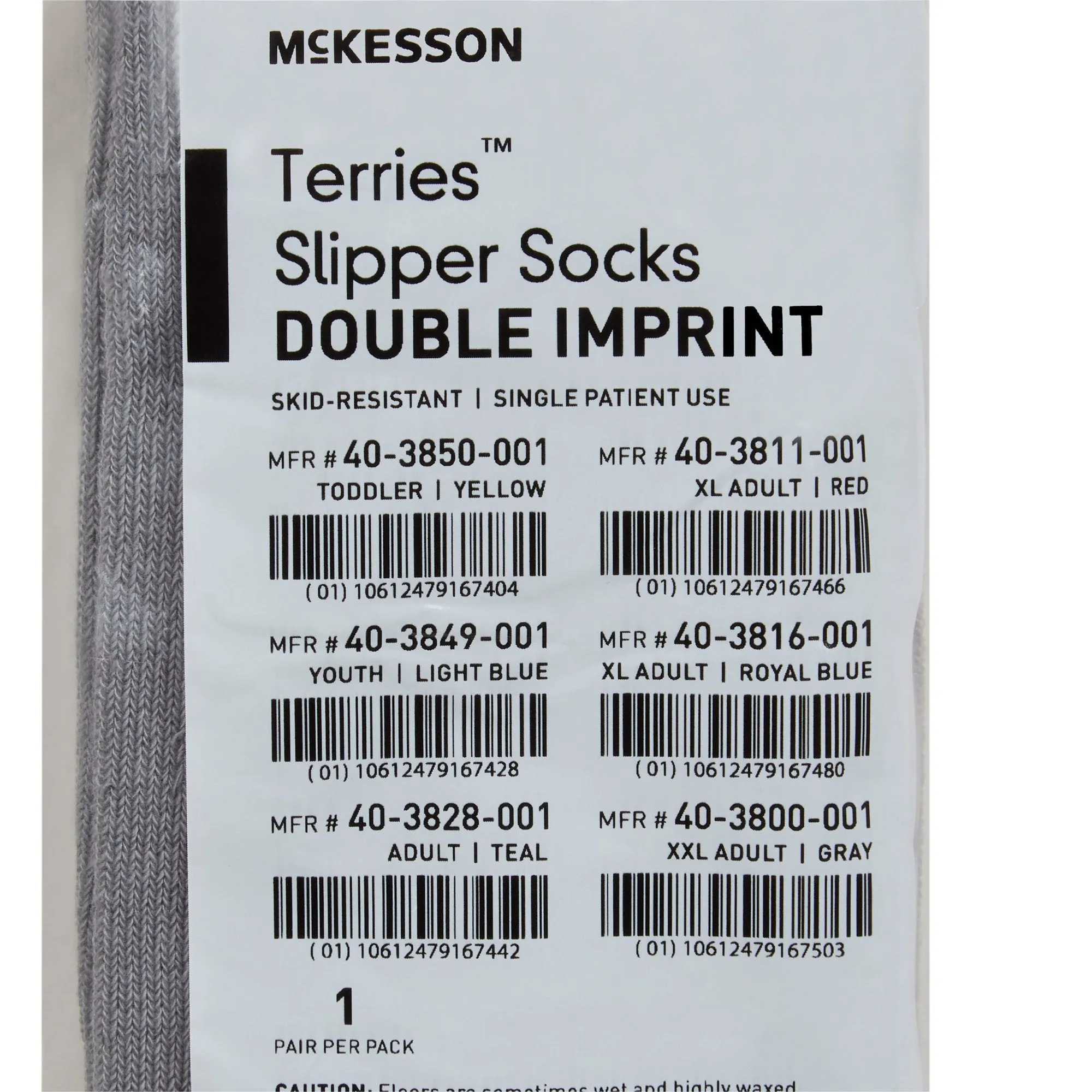 McKesson Terries™ Adult Slipper Socks, 2X-Large, Gray