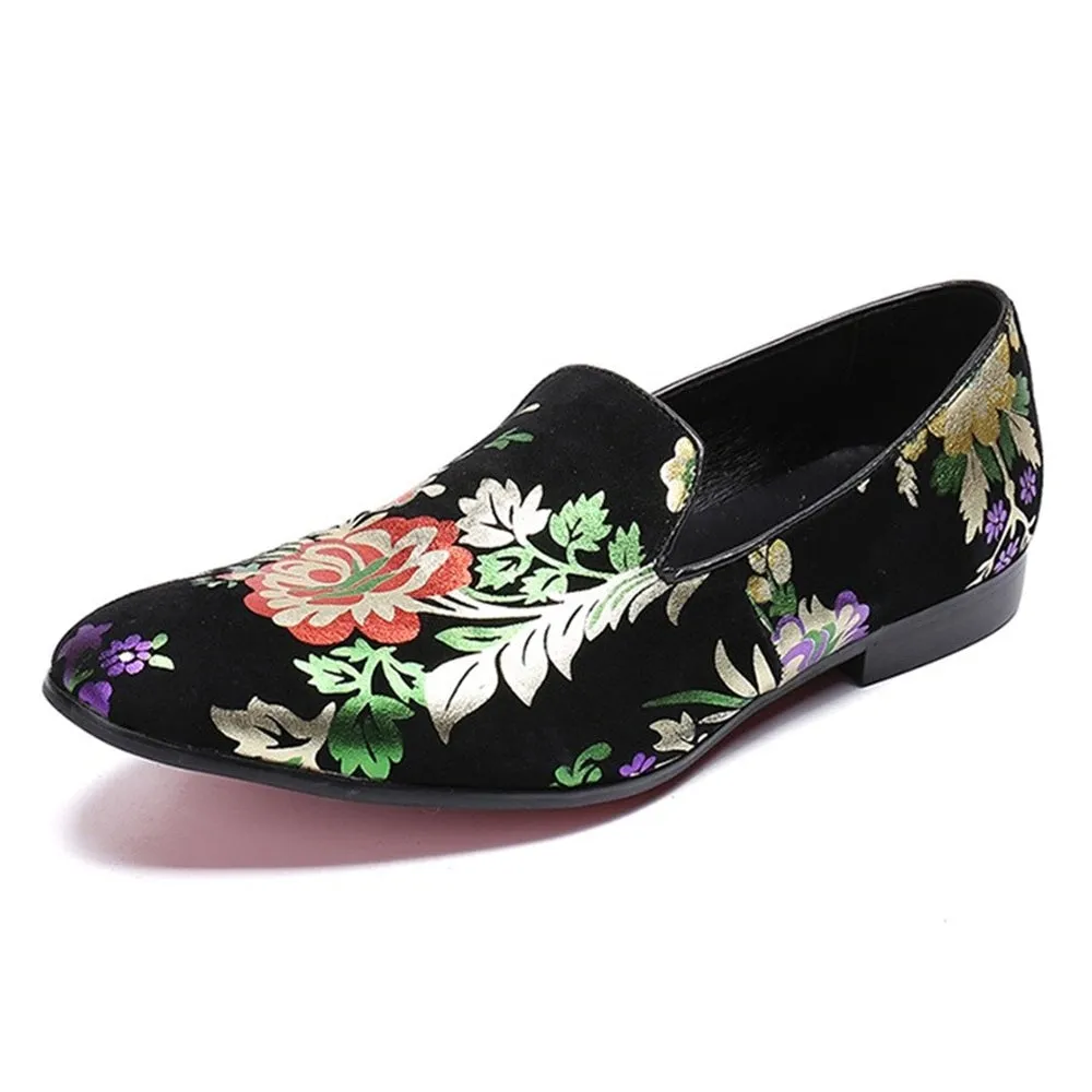 Men Printed Black Casual Loafer Shoes