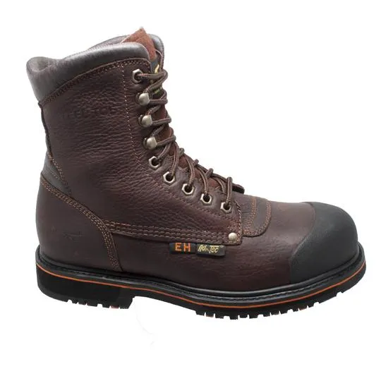 Men's 8" Steel Toe Work Boot Dark Brown Leather Boots