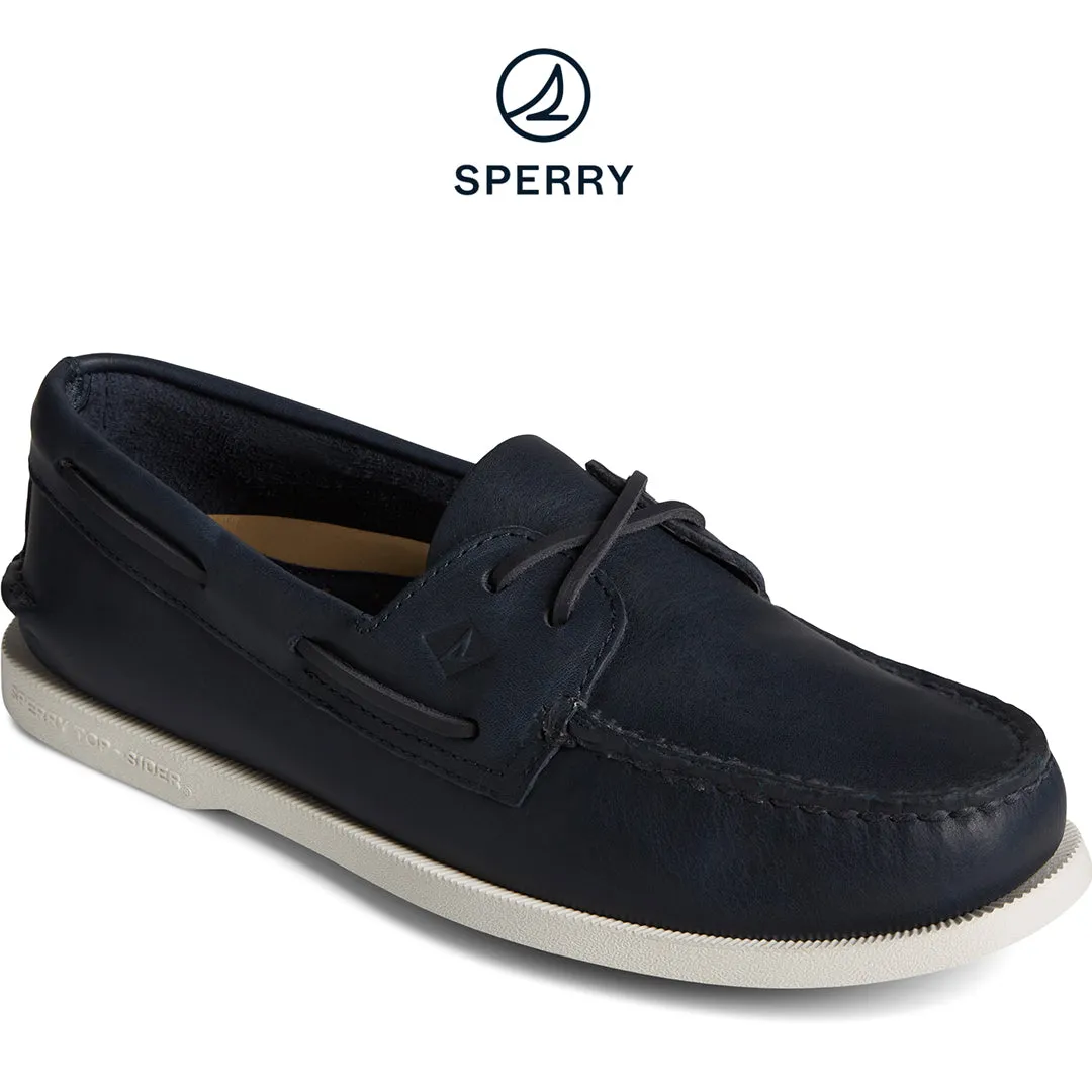 Men's Authentic Original™ Cross Lace Leather Boat Shoe Navy (STS24958)